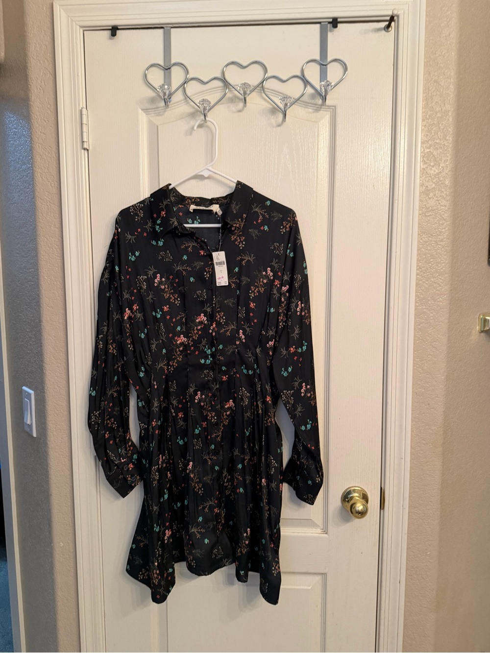NWT Anthropologie Tobie Exquise Satin Long Sleeve Dress Sz L - Picture 3 of 3